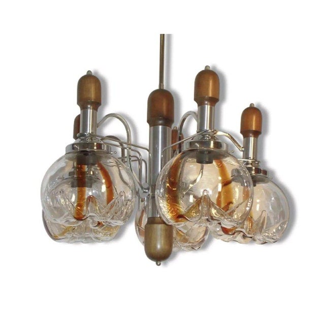 Glass Murano and Chrome Glass Chandelier from Mazzega, 1960s For Sale - Image 7 of 7