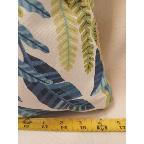 2 Pillow Set Tommy Bahama Tropical Leaf Throw 16 X 16 Indoor Outdoor Blue Green For Sale - Image 10 of 13