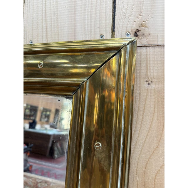 Antique Brass Bistro Mirror, 1900s For Sale - Image 5 of 6