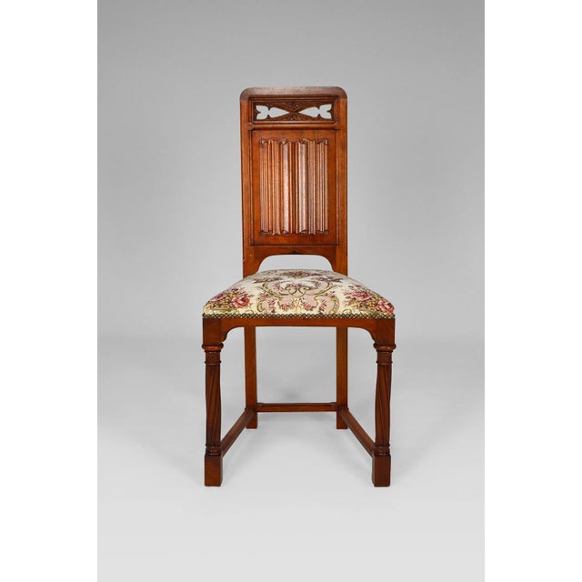 Set of 19th Century Victorian Gothic Revival Chairs in Carved Walnut For Sale - Image 6 of 18