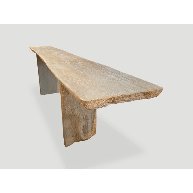 Andrianna Shamaris Live Edge Bleached Teak Wood Console Table For Sale - Image 16 of 18