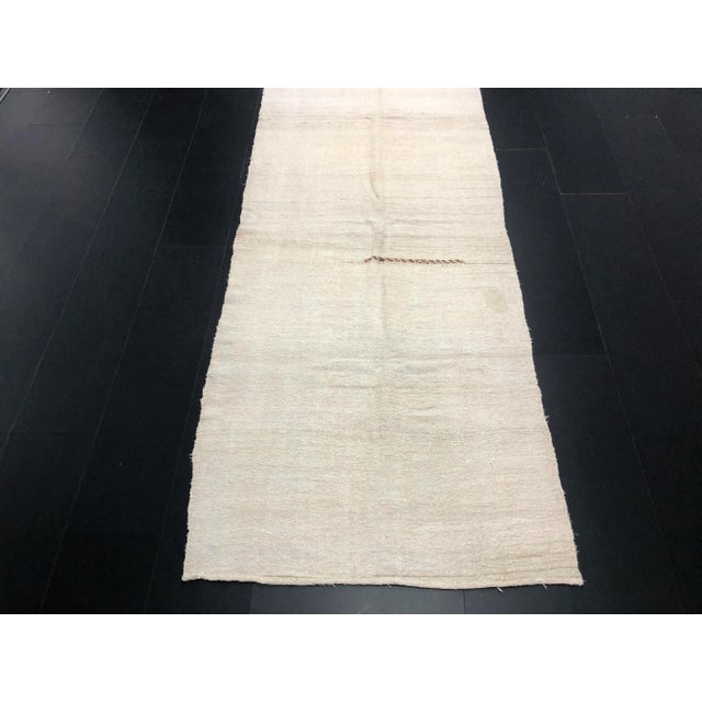 Traditional White Hemp Turkish Handmade Runner - 4′ × 10′6″ For Sale - Image 3 of 11