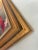 Wood Vintage Signed Original Oil on Board Still Life Red, Pink & White Carnations in Blue Glass Vase For Sale - Image 7 of 15