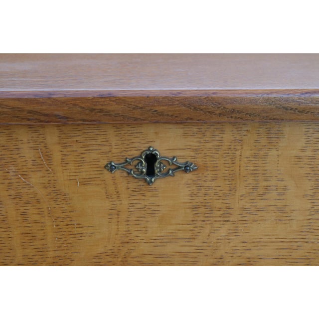 Early 20th Century Antique Mission Solid Tiger Oak One Drawer Server, Console Table For Sale - Image 5 of 17
