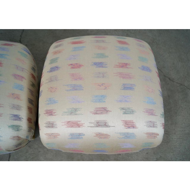 1970’s Hollywood Regency Marge Carson Style Poufs Stools in Silk - A Pair For Sale - Image 9 of 12