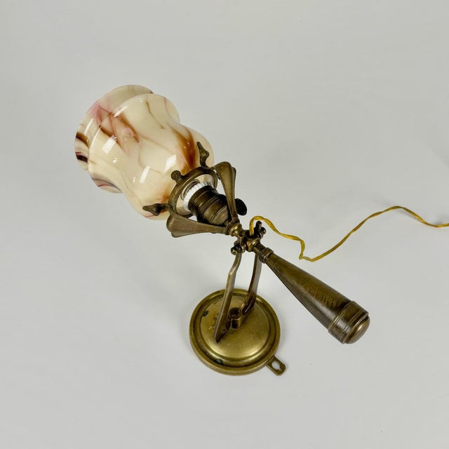Art Nouveau Rocking Table or Wall Lamp in Marble Glass and Brass, 1890s For Sale - Image 5 of 7