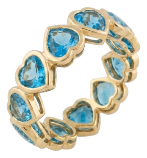 Swiss Blue Topaz Heart Shape Ring | Dainty Heart Cut Engagement Full Eternity Band Ring Us 7