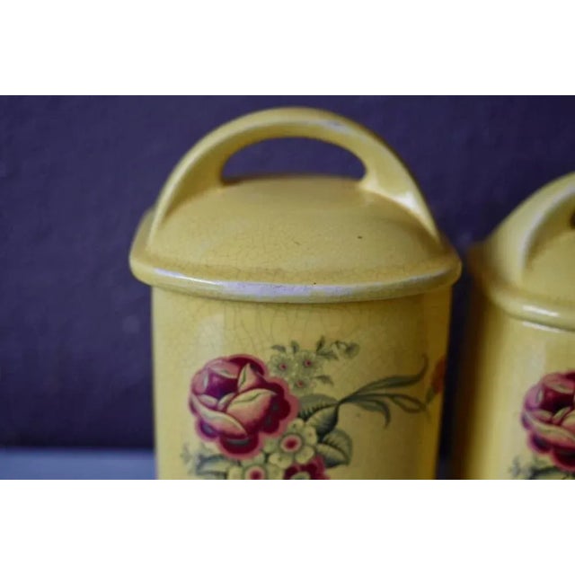 Bohemian French Spice Jars in Yellow Faience, Set of 5 For Sale - Image 5 of 11
