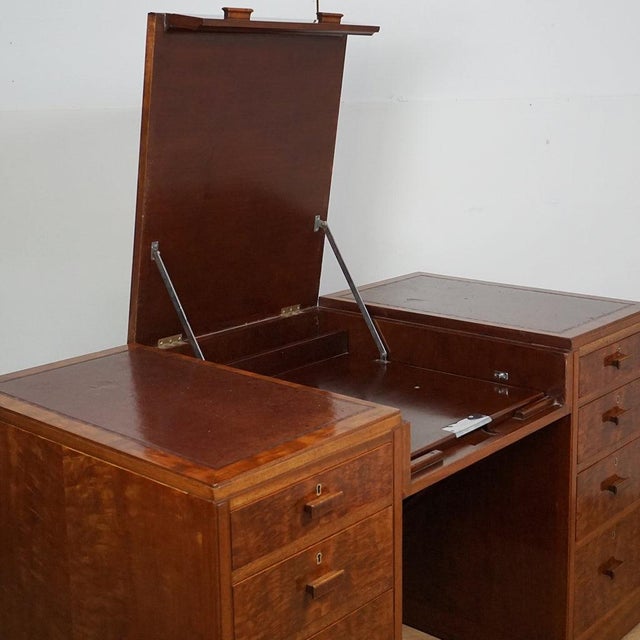 Art Deco Flame Mahogany Desk from Heals of London, 1930s For Sale - Image 9 of 16