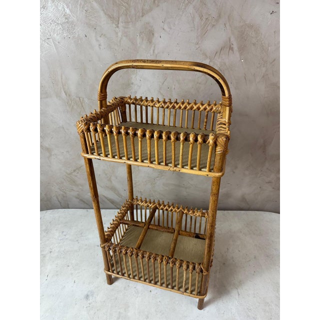 Wood Vintage Rattan Bottle Holder, 1960 For Sale - Image 7 of 11