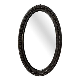 Vintage Brutalist Oval Chain Mirror, 1950 For Sale