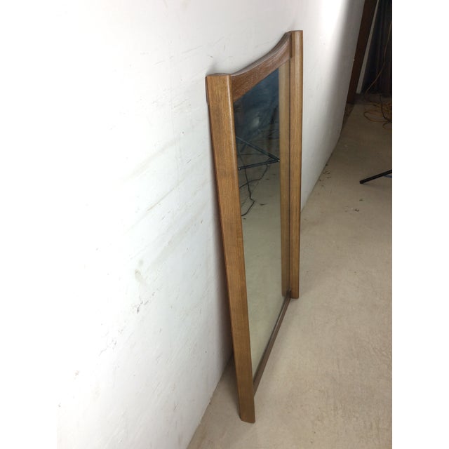 Mid Century Modern Tall Rectangular Mirror With Unique Curved Wood Frame For Sale - Image 9 of 16