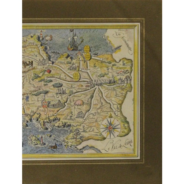 Illustration 1960's Original French Vintage Mini Map, La Bretagne (Horizontal) For Sale - Image 3 of 3