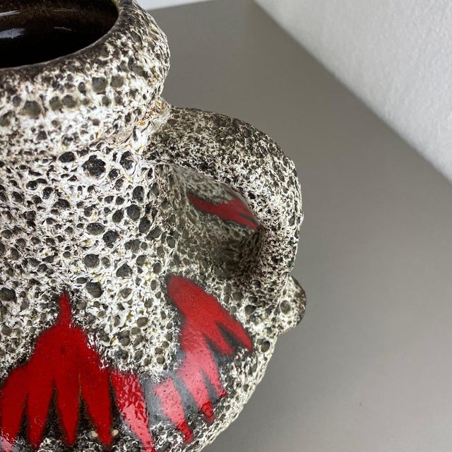 Black Pottery Zig Zag Fat Lava Vase from Scheurich Keramik, Germany, 1970s For Sale - Image 8 of 17
