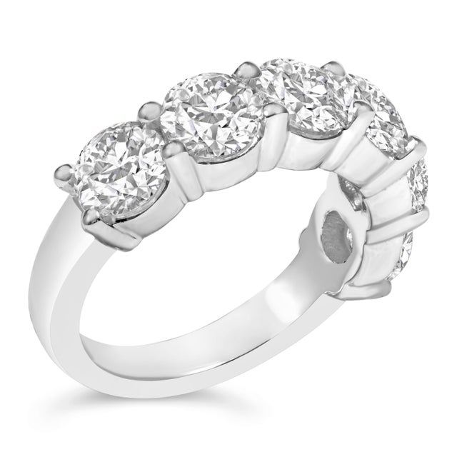 Contemporary 14K White Gold 4.0 Cttw Lab-Grown Diamond 6 Stone Band Ring - Size 8 For Sale - Image 3 of 6