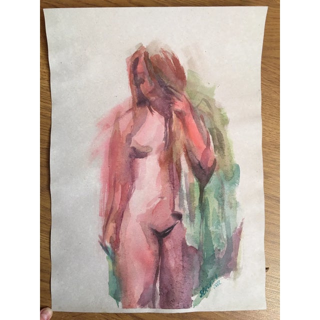 Contemporary Original Expressionist Female Nude Watercolor Painting by Valeriya Serova For Sale - Image 9 of 10
