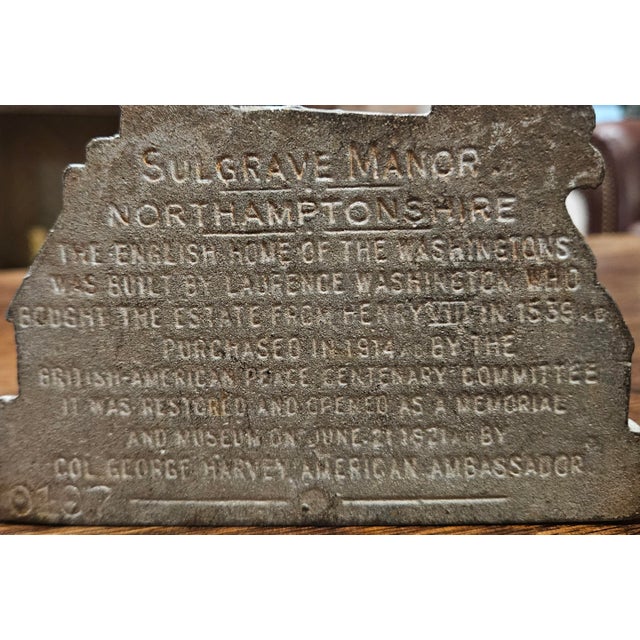 1920s George Washington’s Ancestral Home Book Ends For Sale - Image 12 of 12
