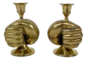 Brass Candleholders, 1980s, Set of 2