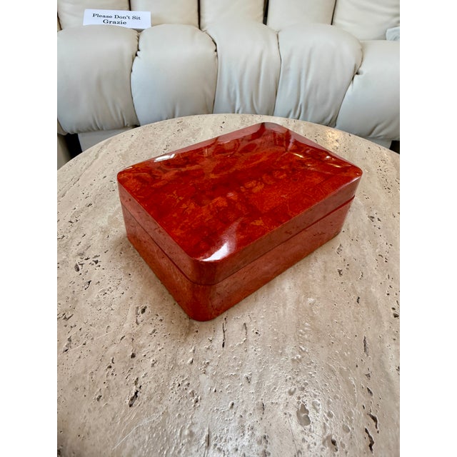Vintage Italian Red Lacquered Decorative Box For Sale In Los Angeles - Image 6 of 9