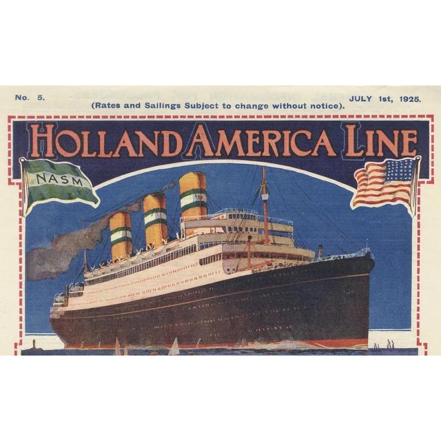 1920s Holland America Line of Southampton to New York Transatlantic Voyages Poster, 1925 For Sale - Image 5 of 6