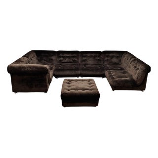 Italian Vintage Modular Sofa Modular Elements Lounge Sofa Chocolate Brown, 1970s For Sale