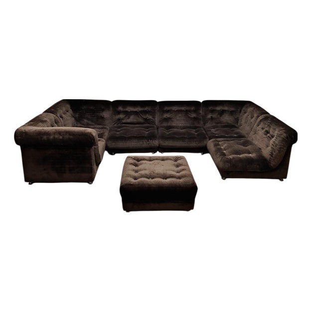 Italian Vintage Modular Sofa Modular Elements Lounge Sofa Chocolate Brown, 1970s For Sale