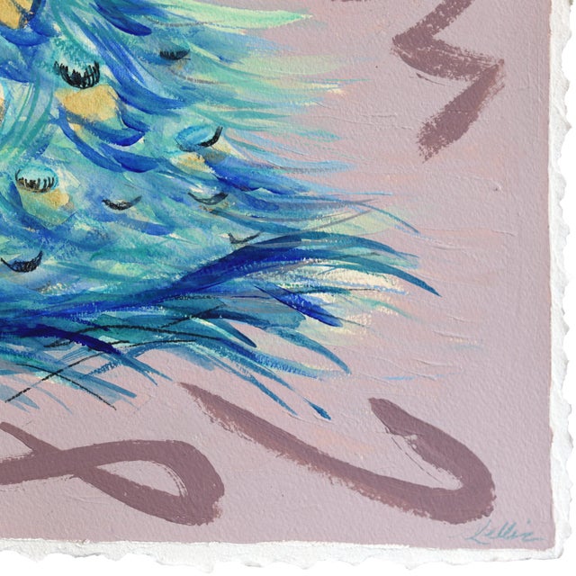 2020s Impressive Plumage - Peacock Portrait Mixed Media Painting on Paper Original Artwork by Kellie Newsome For Sale - Image 5 of 6