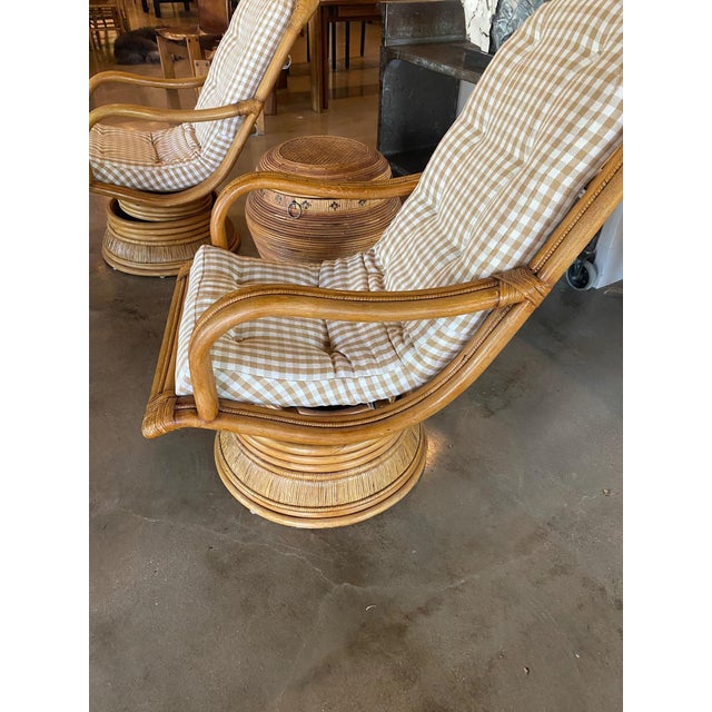 Pair of Rattan Swivel Rockers, 1970's | Chairish