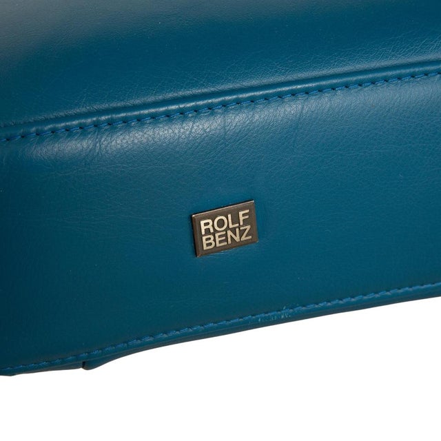 Petrol Blue 680 Leather Chaise Lounge with Manual Function from Rolf Benz For Sale - Image 10 of 15