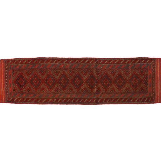 Wool on wool pile genuine hand made semi-Vintage Baluchestan runner-