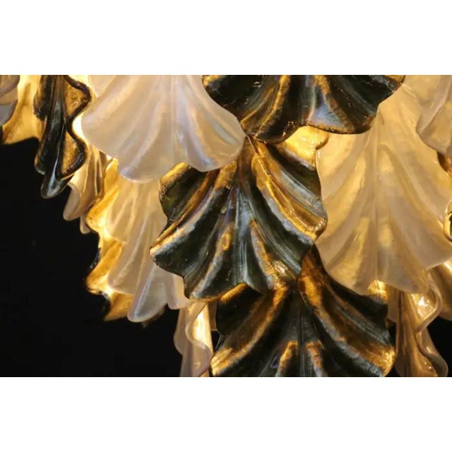 Large Glass Chandelier with Pearly Murano and Golden Golden, 2000 For Sale - Image 13 of 18