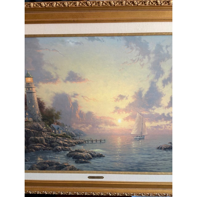 Textile 1990s Thomas Kinkade "Sea of Tranquility" Gallery Proof (G/P) Canvas – Rare Gold Seal For Sale - Image 7 of 12