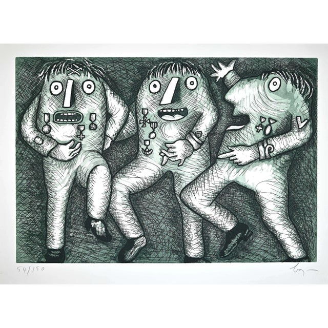 Enrico Baj, The Generals, Original Etching, 1970s For Sale