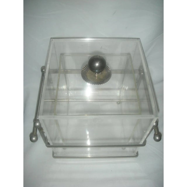 NICKEL PLATED framed LUCITE Ice Bucket Mid Cenytury -Great Design. Overall condition is very good- hardly used One small...