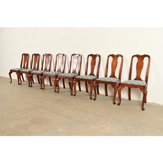 Henkel Harris Queen Anne Solid Cherry Wood Dining Chairs, Set of Eight For Sale - Image 13 of 13