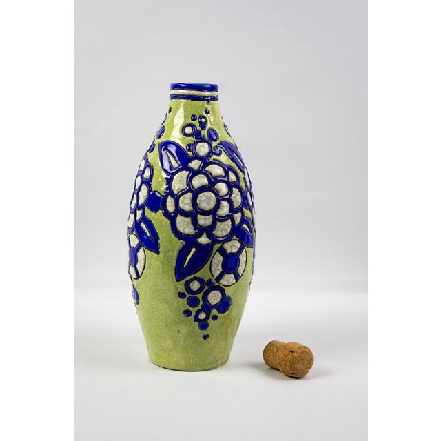 Charles Catteau Art Deco Vase in Fine Earthenware with Cloisonné Enamels by Charles Catteau, 1920s For Sale - Image 4 of 11