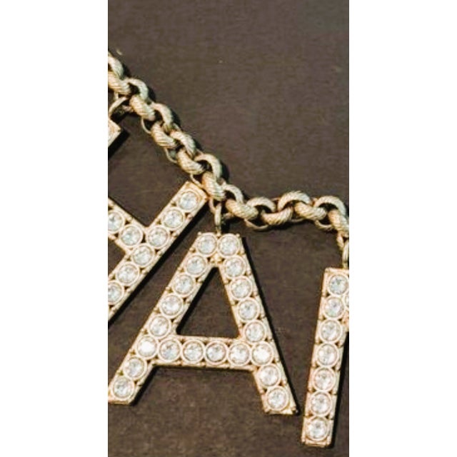 Vintage Lagerfeld Era Chanel Strass Crystal Logo Chain Belt Necklace Bag Jewelry For Sale - Image 11 of 16
