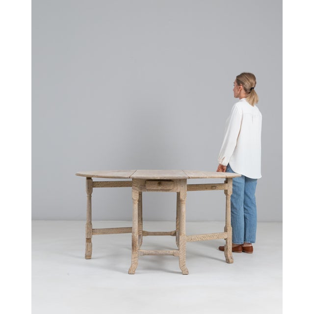 1900s French Oak Drop Leaf Table For Sale - Image 4 of 18