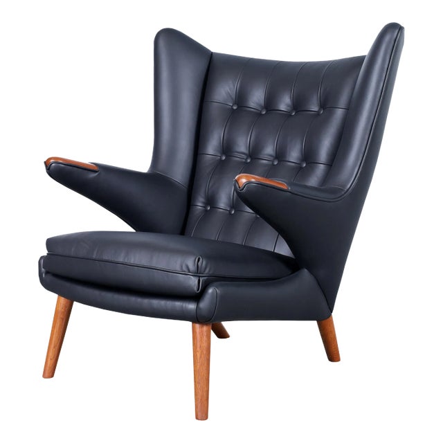 Danish Modern Leather "Papa Bear" Chair by Hans J. Wegner for a.p. Stolen, 1950s For Sale