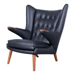 Danish Modern Leather "Papa Bear" Chair by Hans J. Wegner for a.p. Stolen, 1950s
