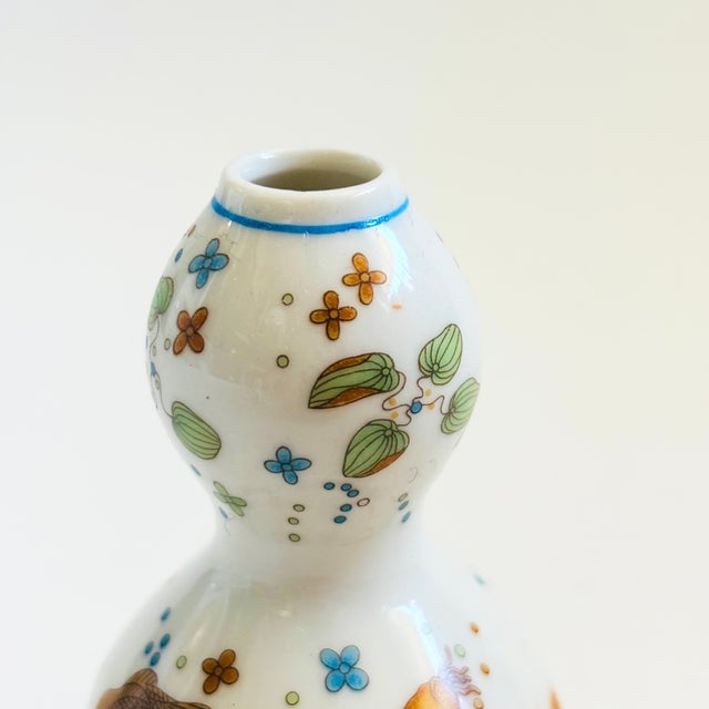 Small Gourd Shaped Japanese Ceramic Vase For Sale - Image 4 of 9