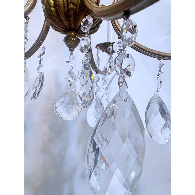 Metal 1950s Vintage Spanish Chandelier With Crystal Prisms For Sale - Image 7 of 10