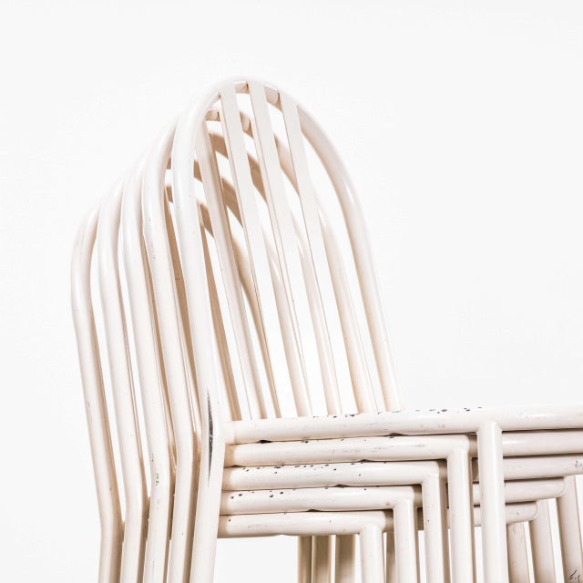 1970s French White Metal Dining Chairs, 1970s, Set of 6 For Sale - Image 5 of 11