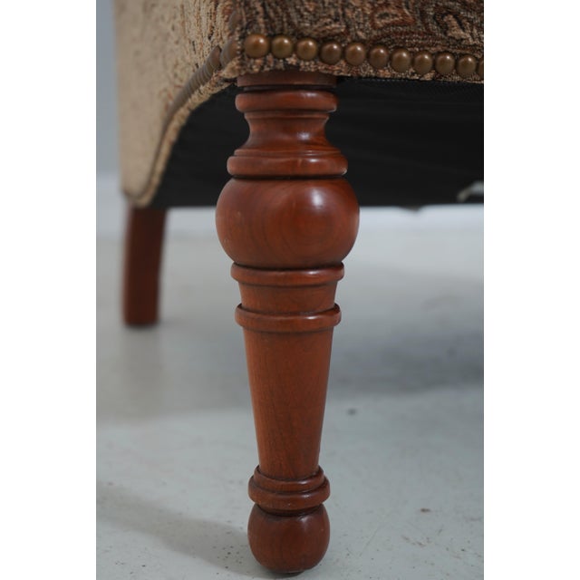 Brown Stickley Tufted Upholstered Leopold Chair W. Ottoman For Sale - Image 8 of 18