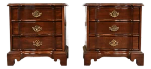 Harden Furniture Georgian Solid Cherry Wood Three-Drawer Bedside Chests, Pair