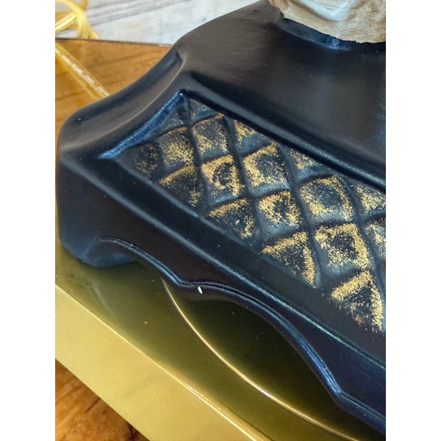 Early 21st Century Chelsea House Chinoiserie Figural Table Lamps With Black Shades - a Pair For Sale - Image 5 of 12