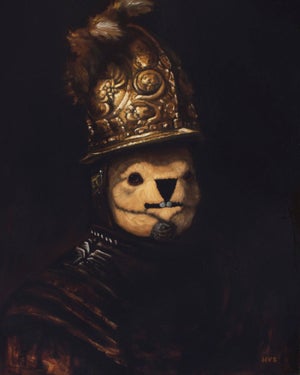 Marmot with the Golden Helmet by Henry Schreiber | Oil Painting of a marmot wearing a golden helmet