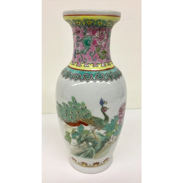 Antique Chinese Hand Painted Peacock Vase For Sale - Image 11 of 11