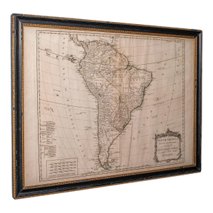 Antique South America Map, English, Framed Cartography, De La Rochette, Georgian