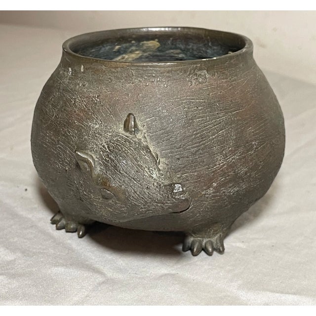 Metal Antique 19th Century Solid Bronze Armadillo Figural Animal Bowl Sculpture Statue For Sale - Image 7 of 14